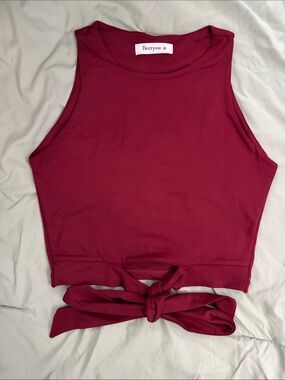 Berryou Women's Tie-Front Crop Tank in Maroon